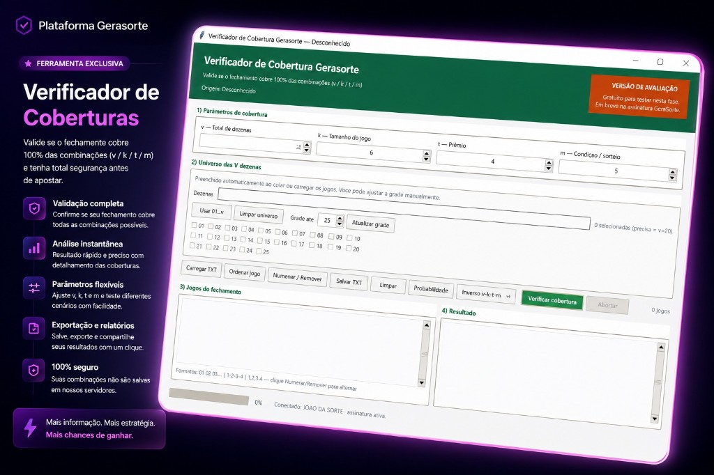 Verificador de Cobertura GeraSorte para Windows